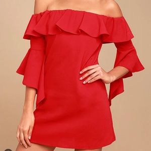 Off the shoulder red dress